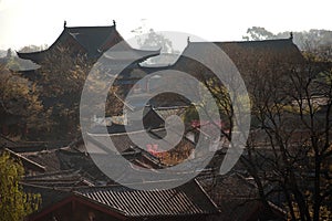 Roofs of ancient historical Lijiang Dayan old town.