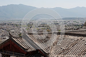 Roofs of ancient historical Lijiang Dayan old town.