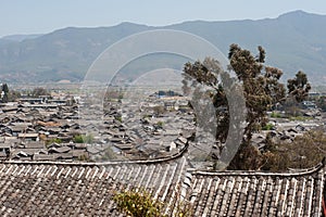 Roofs of ancient historical Lijiang Dayan old town.