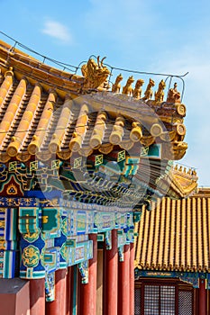 Roofs of buildings Forbidden City in Beijing