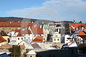 Roofs in Cesky Krumlov in winter