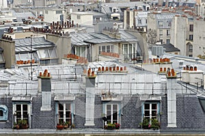 Roofs and chimney in Paris city