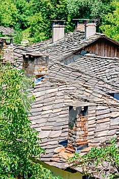 Roofs and chimneys in bulgarian village