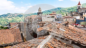Roofs and churches in Castiglione di Sicilia town