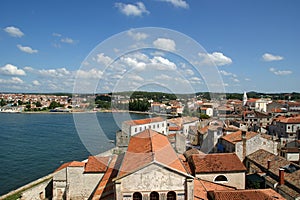 Roofs of the city on a sunny summer day, Porec, Croatia