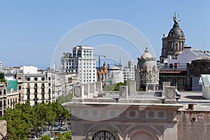 Roofs of Eixample and Passeig de Gracia, Barcelona, Spain