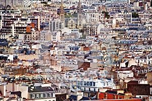 Roofs of houses and churches Paris downtown