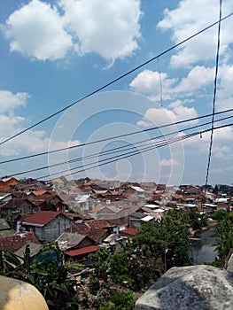 Roofs of houses in dense residential areas in Yogyakarta City