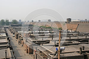 roofs of houses and ramparts in pingyao (china)