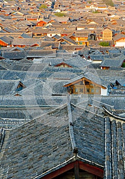 Roofs of lijiang old town, yunnan, china photo