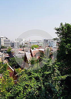 The roofs of the national houses of Thais in modern times