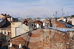 Roofs of the old buildings in the european city