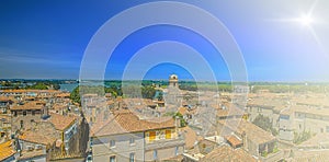 Roofs of old houses in Avignon, Provence, France