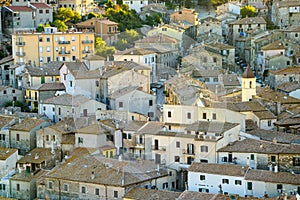 Roofs old town at sunset