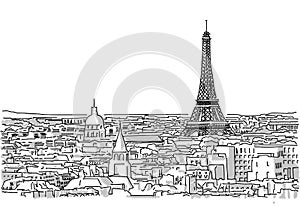 About the Roofs of Paris Handmade Drawing