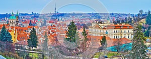 The roofs of Prague behind the Large Strahov Garden, Czech Republic