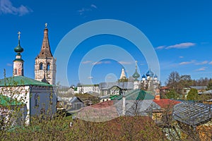 Roofs of the preserved old city block. The Golden Ring of Russia, Suzdal