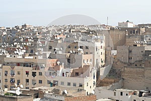 Roofs with satelites, ancient photo