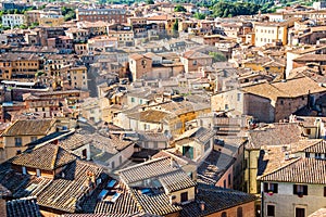 Roofs of of Siena, aerial view, Tuscany Italy