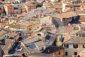 Roofs of of Siena, aerial view, Tuscany Italy