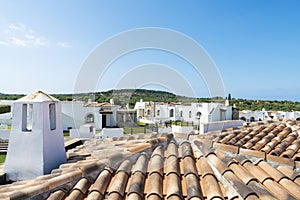 Roofs of tiles in an urbanization of houses, Sardinia