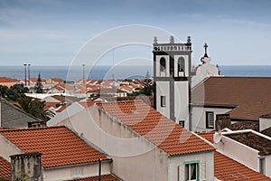 Roofs and tower of a church, Maia, Sao Miguel