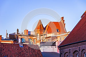 Roofs of various urban architectures