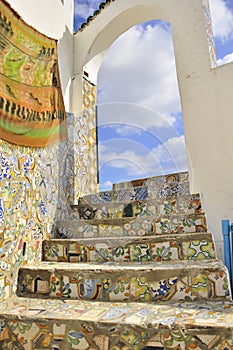 rooftop arcades and stairs covered with mosaic