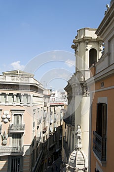 Rooftop architecture La Rambla Barcelona