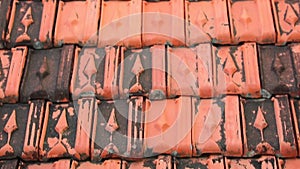 Rooftop Baked Clay Tiles Old And Weathered Stock Footage