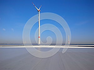 Rooftop with big wind turbine