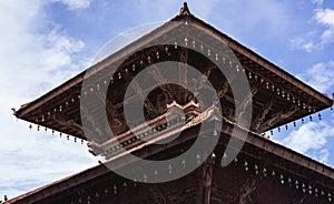 Rooftop of a buddhist temple in Nepal at Patan Durbar Square, Kathmandu photo
