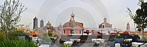 Rooftop cafe of Amparo Museum with Cathedral