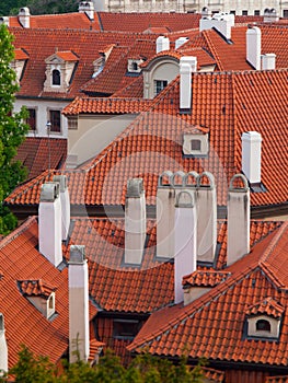 Rooftop with chimneys