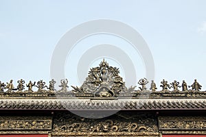 Rooftop of chinese temple in sky