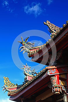 Rooftop decoration of the Temple in Taiwan