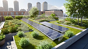 Rooftop Garden with Solar Panels: Eco-Architecture in Urban Spaces photo