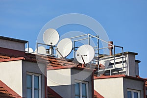 Rooftop Parabola Satellite Receivers