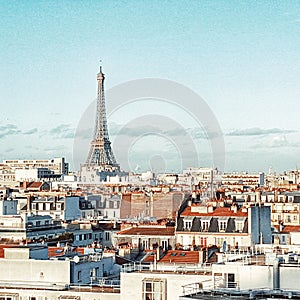 The rooftop of paris and the Eiffel tower, france