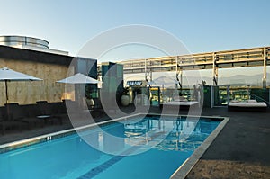 Rooftop pool with mountain view