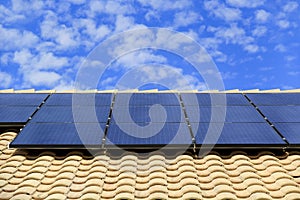 Rooftop Solar Panels on a Southwestern Style House photo