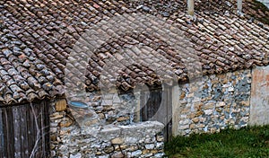 Rooftop of stone hut, Sicily, Italy