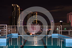 Rooftop Swimming Pool Overlooking The View Of Bangkok City At Ni