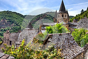 Rooftop view of the buildings of Conques France