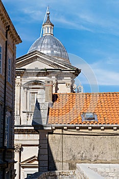 Rooftop view of Dubrovnik Cathedral in Old town