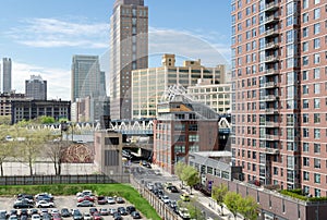 Rooftop view of Dumbo, the Manhattan Bridge, and Downtown Brooklyn.