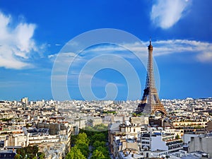 Rooftop view on the Eiffel Tower, Paris, France