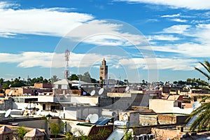 Rooftop view of Marrakech Medina by El Badi Palace, Morocco, Africa