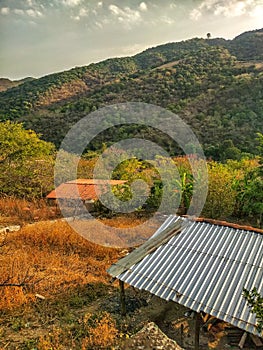 Rooftop view of rural Ixcateopan in Sierra Madre del Sur mountains. Travel in Guerrero Mexico photo