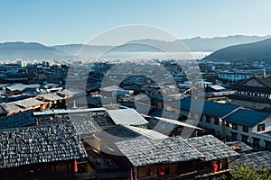 Rooftop view of Shangrila Old town Yunnan China